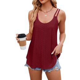 Designer women's tank top 2024 new solid round neck womens bottom suspender vest top camisole tops lace tops womens new fashions halter top sexy lace T-shirt SWEI