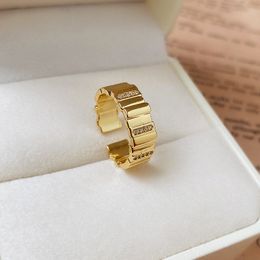 Zircon Spliced Open Ring Fashion Designer Index Finger Ring Metal Gold Brand Jewellery Band Rings