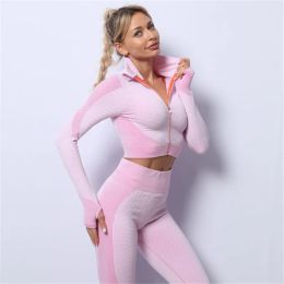 Tanks 2 /3 Pieces Bright Pink Blue Green Summer Yoga Set Workout Clothes for Women Female Seamless Fiess Sportswear Gym Yoga Suits