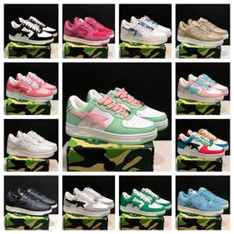 Designer Casual Shoes Low Men Bapestar SK8 Stas Color Camo Bapestaesi Combo Bathing Pink Patent Trainers Leather APES Green Black Blue White Women Sneakers Shoes