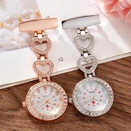 Pocket Watches 2024 Luxury Watch Womens Chic Heart Stainless Steel Crystal Vintage Dress Fob Ladies Reloj Colgante