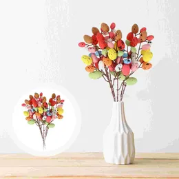 Decorative Flowers 6 Pcs Crafts Foam Egg Cuttings Easter Tree Branches With Spotted Eggs Colored Stem The Bird Festival Adornment Office