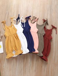 Baby Solid Sling Rompers 6 Design Summer Sleeveless Cotton Fold Lace Jumpsuit Kids Onesies Girls Outfits 04T6137690