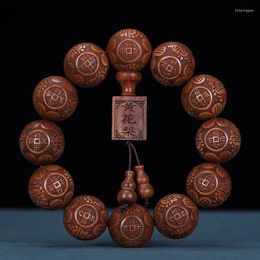 Strand Yellow Pear Wood Carved Hand String Buddha Beads For Men And Women's Old Materials Mahogany Antique Bead Jewellery