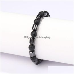 Beaded Natural Energy Lava Stone Handmade Beaded Strands Bracelet For Men Women Party Club Charm Yoga Sports Jewellery Drop Delivery Je Dhsev