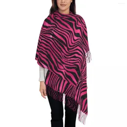 Scarves Lady Scarf Warm Soft Tiger Print Headwear Tassel Bright Pink And Black Stripes Y2k Funny Shawls Wrpas Winter Bufanda