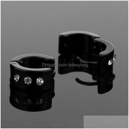Stud Stainless Steel Crystal Ring Earrings Stud For Women Men Fashion Hip Hop Jewellery Party Club Drop Delivery Jewellery Earrings Dh5Pd