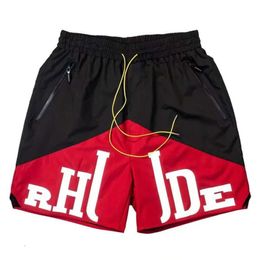 Rhude Shorts Summer Swim Shorts Casual Mens Shorts Blue Black Beach Pants Size s m l xl Men Street Drawstring Tighness Loose Ligthweight Shorts Men Lpm 1tu54