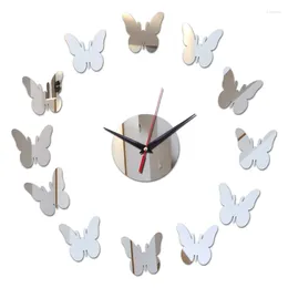 Wall Clocks Fashion Diy Acrylic Material Brief Style Butterfly Decor Sticker Single Face Needle Quartz Watches