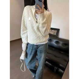 polo Ralph Pony Half Zipper Twisted Sweater for Women in Autumn and Winter Lazy Style High Collar Style Knitwear RL Half zip sweater ralph sweater wool Mens D1KS