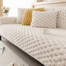 Thicken Plush Sofa Cushion Winter Warm Sofas Mat Towel Antislip Universal Couch Covers Pets Kid Soft Blanket Living Room 240304