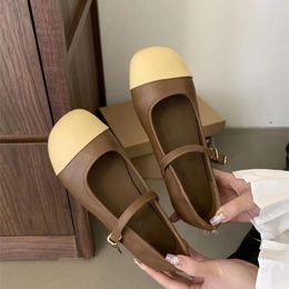 Casual Shoes French Retro Fairy Style Match Colour Light Mouth Mary Jane Women Round Line With Soft Leather Flat Small