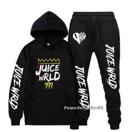 RIP Juice Wrld Hoodies Sweatshirt + Sweatpants Suits Men Women Hip Hop Juice Wrld Trap Rap Pullover Two Piece Set Sudaderas 5826