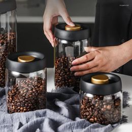 Storage Bottles Coffee Beans Vacuum Sealed Tank Jug Glass Airtight Canister Food Grains Candy Keep Fresh Jar