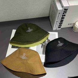 Designer Western Empress Dowager Wearing a Fishermans Hat on Both Sides Womens Big Head Waist Hat Korean Version INS Versatile Sunshade Showing Face Small Basin Hat c