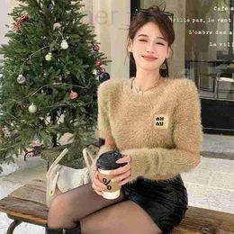 Women's Sweaters Designer Sweater Embroidery Letters Sequins Decoration Luxury Fashion Spring Mink Sleeve R6NS