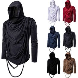 European Style Hooded Pullover with Piled Collar Hip Hop Long Sleeved T-shirt Bottom