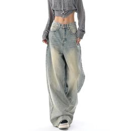 Full Length Baggy Jean High Waisted Jeans Wide Leg Denim Pants Light Blue Loose Trousers Korean Casual Streetwear Y2K 240307