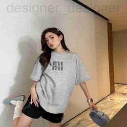 Women's T-Shirt Designer Ladies T-shirt Embroidery Sequins Rhinestone High quality Cotton Fabric Summer Oversized Vintage Sports Short Sleeve Y2k Shirts 9BXO