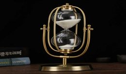 Nordic Style Creative White Sand Golden Rotation Glass Hourglass 153060 Minutes Timer Modern Art Minimalist Decor Accessory H0926576648