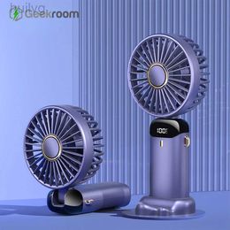 Electric Fans Geekroom Mini Fan Portable Ventilador Handheld 8 Hours Enduring Silent Foldable USB Rechargeable with Power display 240316