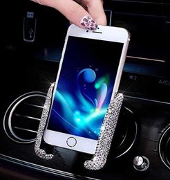 Bling Car Phone Holder Mini Car Dash Air Vent Automatic Phone Mount Universal 360°Adjustable Crystal Auto Stand Phone Holder Acces6603046