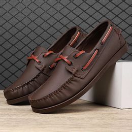 Luxury Designer Shoes Summer Breathable Mens Classic Laceup Leather Business Casual Brand Driving Male Loafers 240312