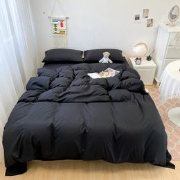 Solid Color Bedding Set High Quality Skin Friendly Fabric Duvet Cover Single Double King Size Quilt 3pcs4pcs 240306