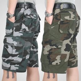 Summer Cargo Shorts Men Camouflage Camo Casual Cotton Multi-Pocket Baggy Bermuda Streetwear HipHop Military Tactical Work Shorts 240312