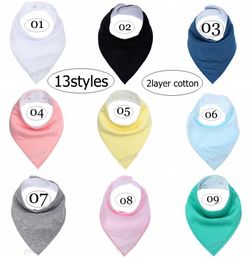 INS NEw Solid Colour 2layer 100 Cotton Baby Bandana Drool Bibs for Drooling and Teething Gift Boys and Girls Unisex Saliva towel1809260