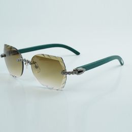 fashion cut lens classic bouquet diamond sunglasses 8300817 with natural green wood arm size 18-135 mm