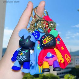 Keychains Lanyards Cute Pvc Colourful Bear Keychain Gloomy Bear Car Backpack Key Chain Pendant Jewellery Gifts Y240318