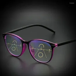 Sunglasses Retro Progressive Multifocal Reading Glasses For Women Men Flexible Frame Spring Hinge Computer Presbyopia Eyewear Female