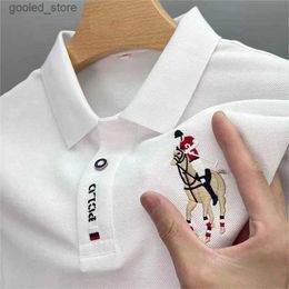 Men's T-Shirts High quality mens cotton embroidered polo shirt 2024 summer new high-end business casual lapel short sleeved T-shirt top S-6XL Q240316