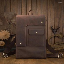 Backpack England Style Cowhide Leather Outdoor Vintage Casual Camping Shoulder Bag For Men Business Laptop Teenager