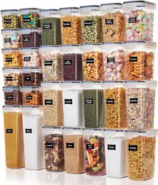 Storage Bottles 32pcs Airtight Food Containers Set BPA Free Plastic Kitchen Pantry Organization Canisters With Lids For Cereal Dry
