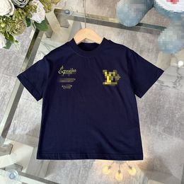 L home 2024 High end Boys girls Two piece set kids Blue short sleeved shirt jacquard jeans kids designer clothes child Designer Brand size 100-160cm