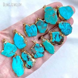 Dangle Chandelier 10pcs Gold Colour Blue Turquoise Stone Necklace Earring Pendant Silver Plated December Birthstone Spiritual Chakra Jewellery Charm 24316