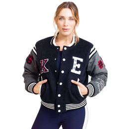 Heiße verkaufende Damen-Uni-Jacken in Übergröße, Patch-Work-Großhandel, stilvolle Baseball-Jacken für Damen mit individuellem Design 60 33