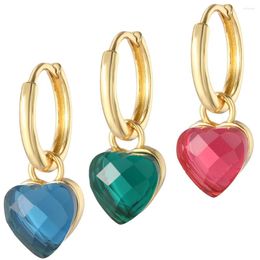 Dangle Earrings Cute Heart Love Drop For Women Pave Zircon Luxury Ear Ring Gold Color Boho Designer Earring Korean Fashion Jewelry 2024