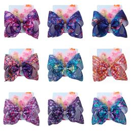 104Colors Girls Bow Hair clips Mermaid clover Flamingo print Hair Accessories Barrettes Kids 8 inch Headdress hair bows with Clip 9751390