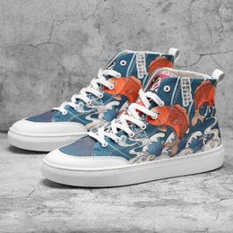 Winter 469 Couple's Shoes Casual Vulcanize Women Men High Quality Chinese Style Top Fashion Board Printed Canvas 99855 15093