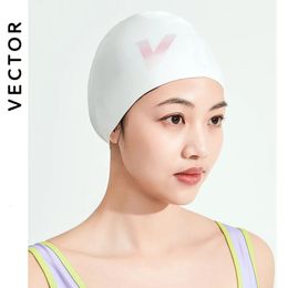 VECTOR Elastic Silicon Rubber Waterproof Protect Ears Long Hair Sports Swim Pool Hat Free Size Swimming Cap for Men Women Adults 240304