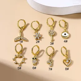 Hoop Earrings 1PC Stainless Steel Round For Women Men 18K Gold Plated Flower Eye Heart Dangle Huggie Earring Piercing Jewelry