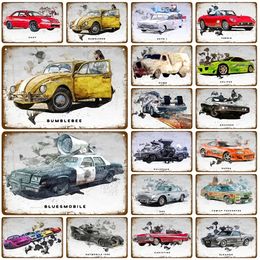 10PCS Vintage Metal Poster Tin Sign Retro Bar Pub Decor Wall Stickers Wall Art Plate Man Cave Wall Plaque Mix Random Shipment A2