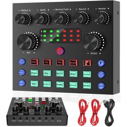 Equipment Live Streaming for Pc Computer Iphone Broadcasting V8s Sound Card with 10 Sound Effects,3 Inputs, Mic Input