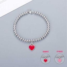 Tifaniym classic Sterling Silver 925 Bracelet warm discoloration Red Love Heart womens fashion Buddha beads bracelet