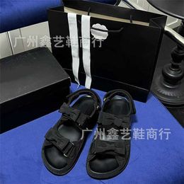 25% OFF Sports shoes 2024 Xiaoxiang Bowtie Velcro Sandals for Summer New Thick Sole Diamond Grid Fabric Top with Two Round Headed Womens Shoes