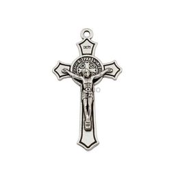 Dangle Chandelier 100Pcs Saint Benedict Medal Jesus Christ Cross Alloy Charm Pendants For Jewelry Making Earring Necklace DIY Accessories 24316