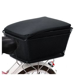 Bike Rear Basket Bicycle Bag Large Capacity Metal Wire Bicycle Basket Waterproof Rainproof Cover Mtb Bike Cycling Pannier Bag 240301